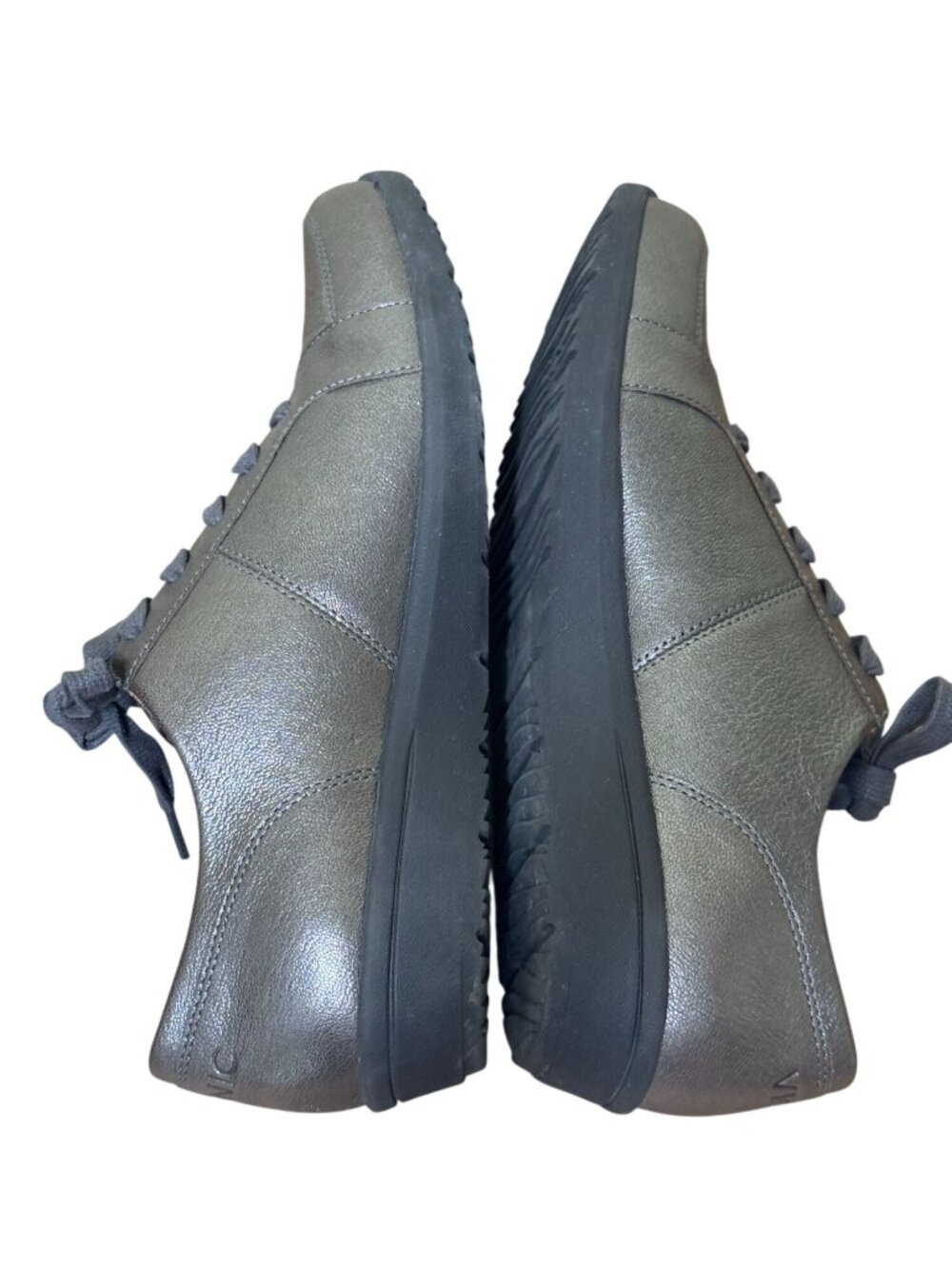 Vionic Abigail Metallic Sneakers Wms 8 Pewter Gray Lace-Up Side Zipper Comfort - Picture 9 of 12